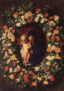 Jacob Jordaens Madonna and  Child Wreathed wih Flowers oil painting on canvas
